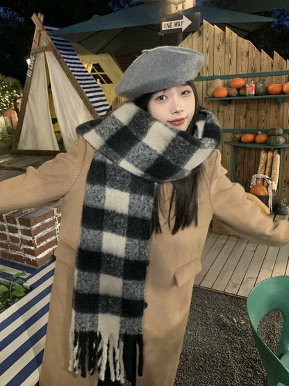 韩剧女主格纹围巾Korean Plaid Scarf