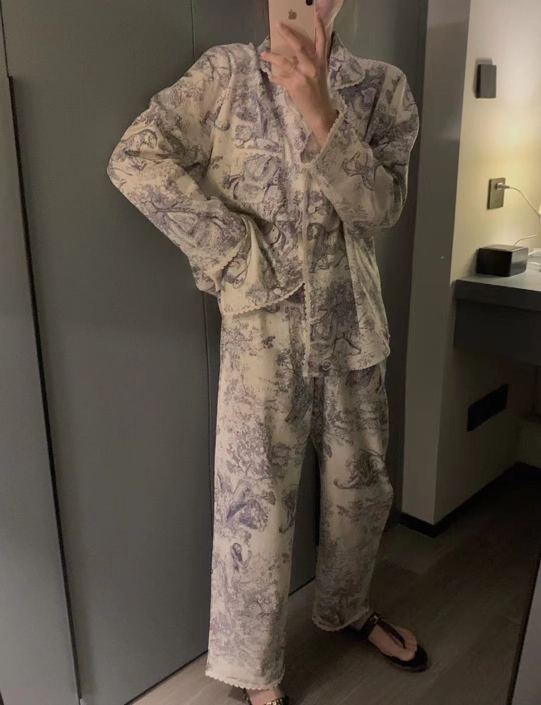 30%OFF_纯棉速写印花睡衣套装Antique Embroidery Pyjama