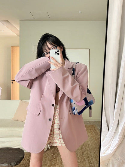 20%OFF_粉紫色廓形西服外套Pastel Pink Single-Breasted Blazer