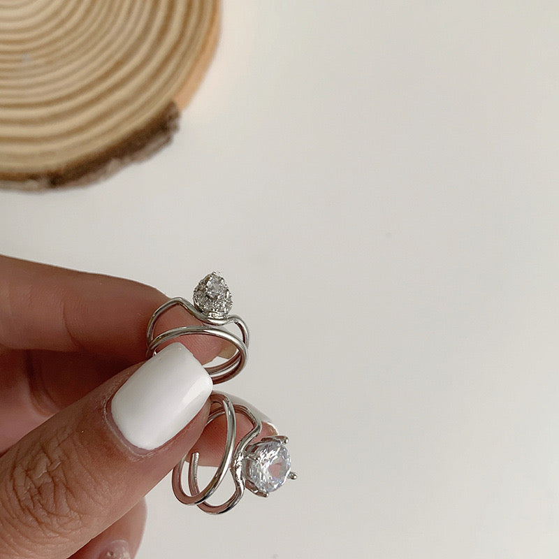 Silver Plated Nail Ring with Diamond