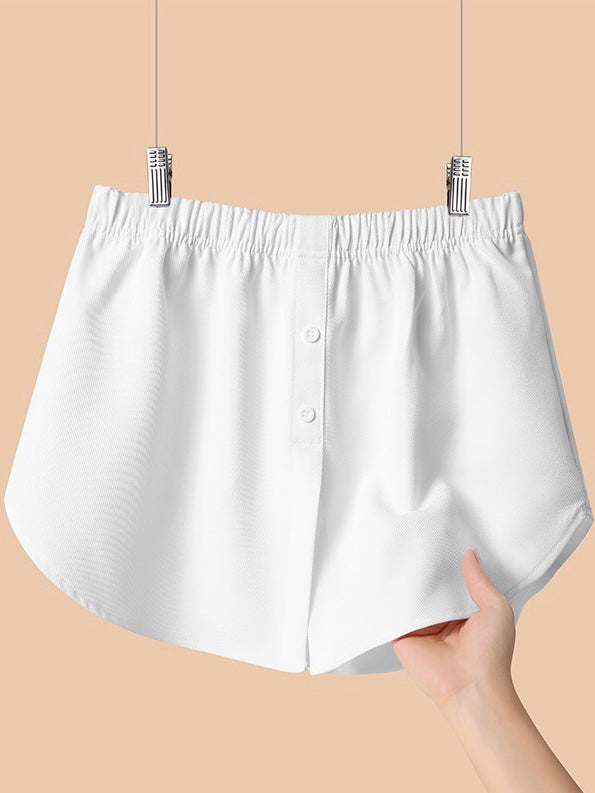 50%OFF_假两件衬衫下摆White Button Mini Skirt