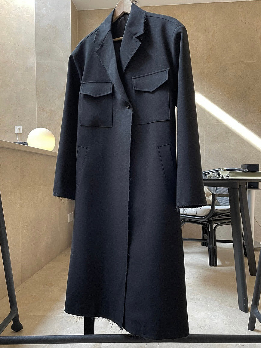 超飒长款系带风衣Black Maxi Coat