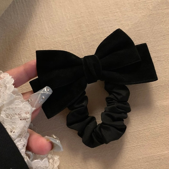 Black Bow Velvet Hair Scrunchie