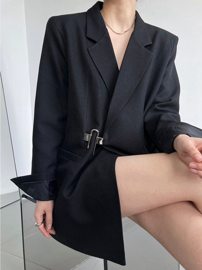 超飒黑色锁头西服 Black Blazer with Padlock