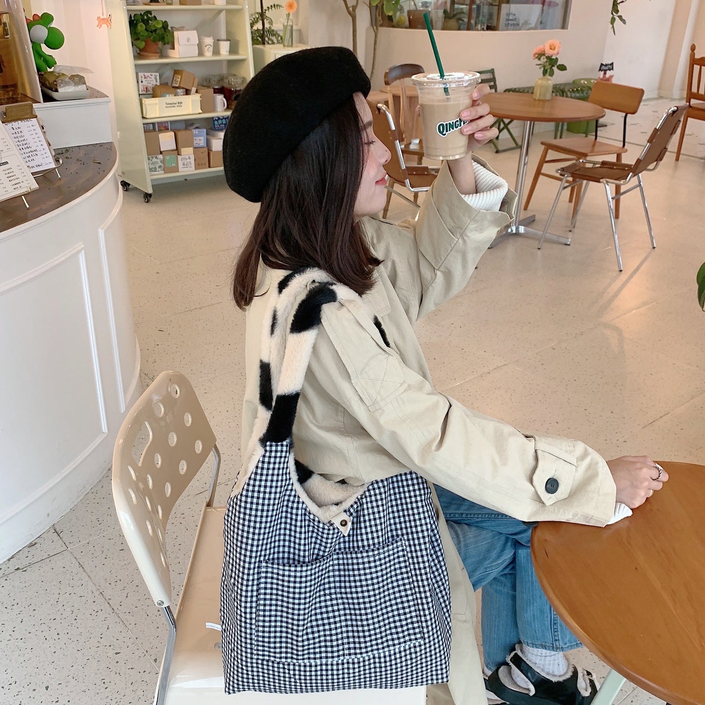 Heart Shape Fleece Shoulder Bag