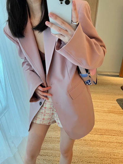 20%OFF_粉紫色廓形西服外套Pastel Pink Single-Breasted Blazer