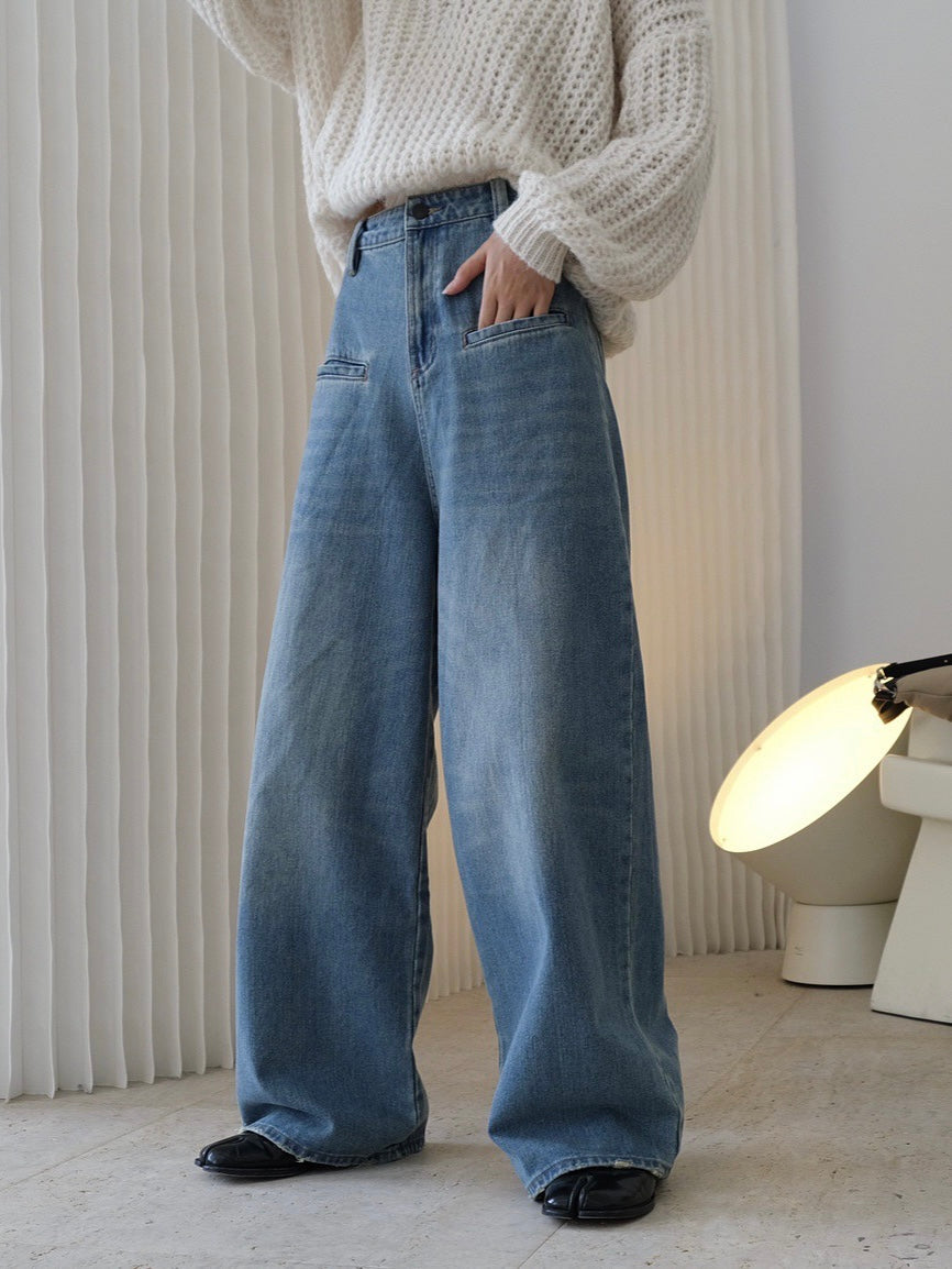 40%OFF_【巴黎街头】高腰阔型牛仔裤High-Rise Wide Leg Jean