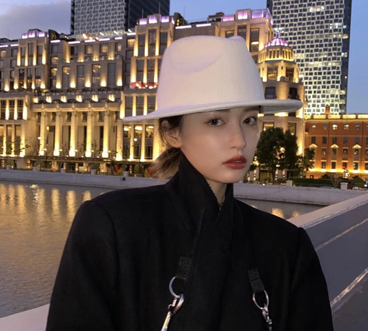 40%OFF_白色超飒骑士帽White Fedora Hat