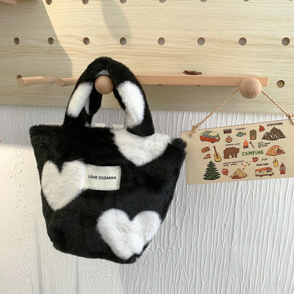 50%OFF_爱心毛毛手提包Heart Shape Fleece Handbag