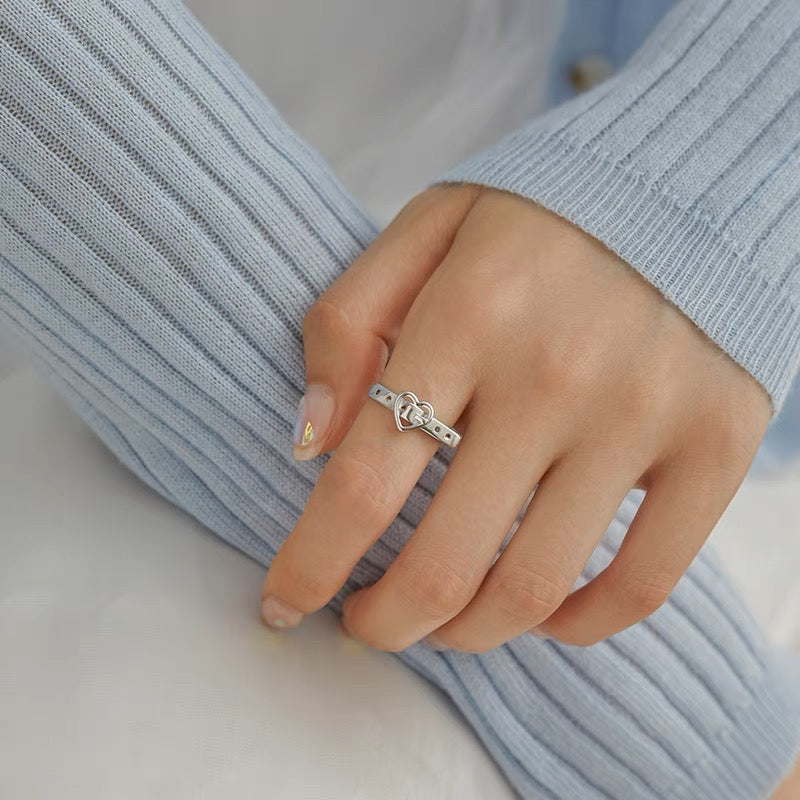 Silver Plated Belt Ear Cuff and Ring