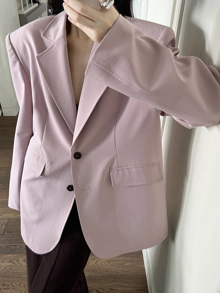 20%OFF_粉紫色廓形西服外套Pastel Pink Single-Breasted Blazer