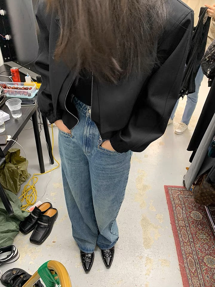 40%OFF_【巴黎街头】高腰阔型牛仔裤High-Rise Wide Leg Jean