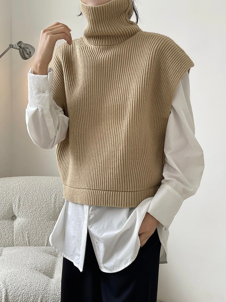 时髦精高领毛衣背心High Neck Knit Vest