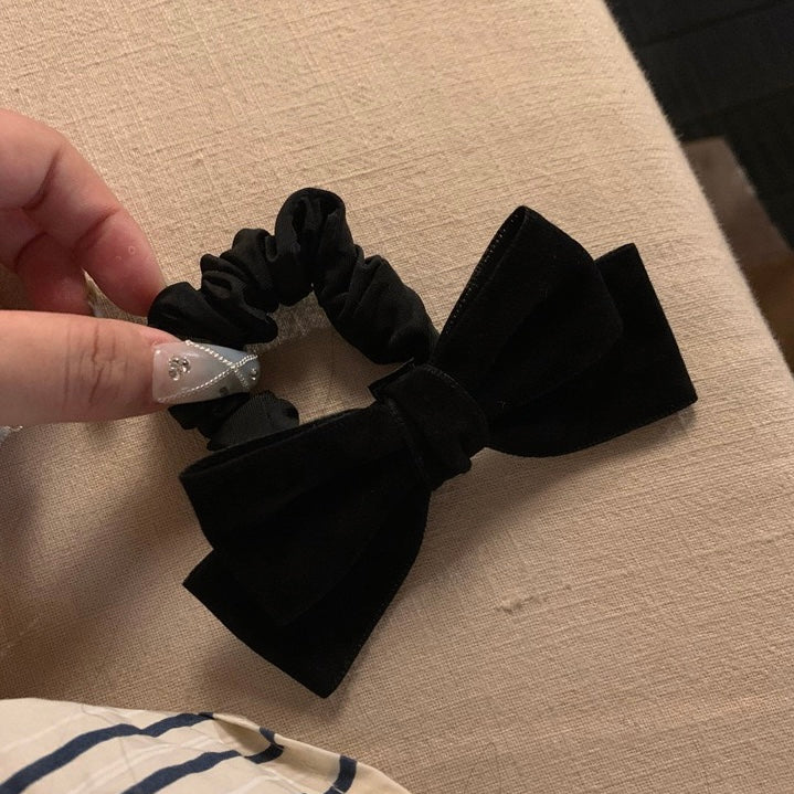 Black Bow Velvet Hair Scrunchie