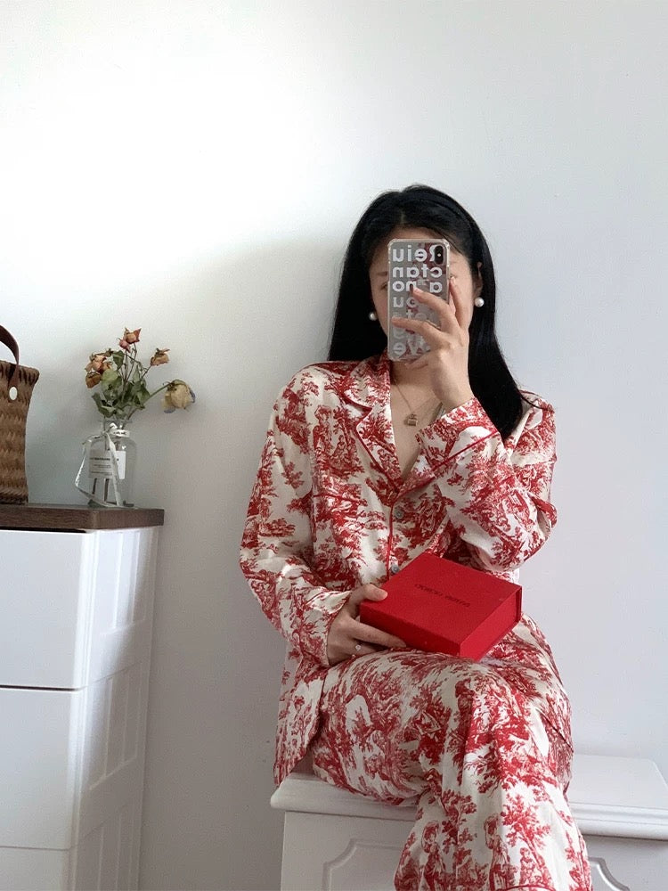 【富家千金】新年红睡衣套装Lucky Red Embroidery Pyjama