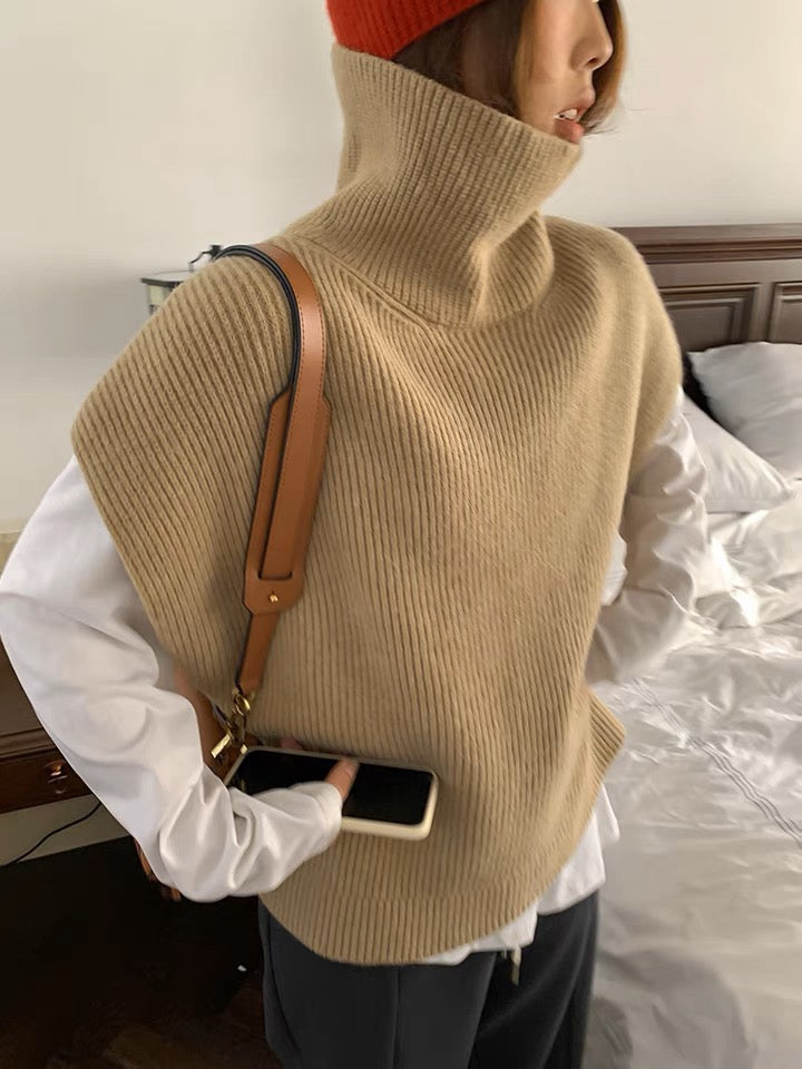 时髦精高领毛衣背心High Neck Knit Vest