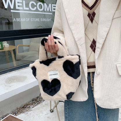 50%OFF_爱心毛毛手提包Heart Shape Fleece Handbag