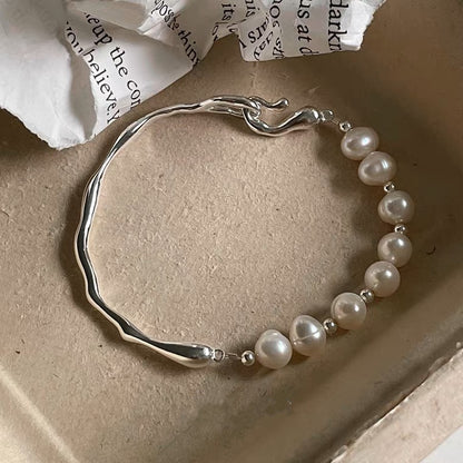 Silver Plated Bracelet with Pearls