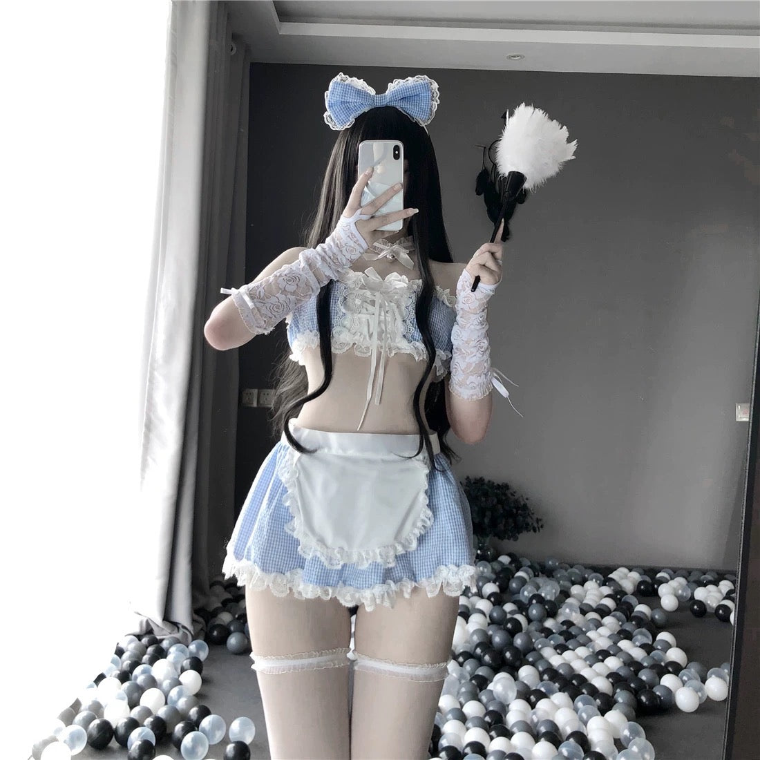 蓝色蝴蝶结女仆装Sky Blue Maid Costume