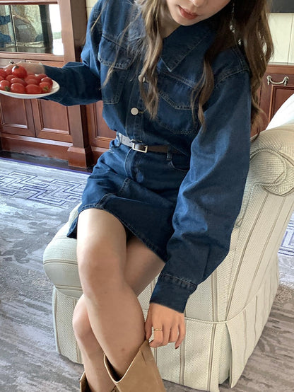 港式复古牛仔裙Vintage Denim Mini Dress