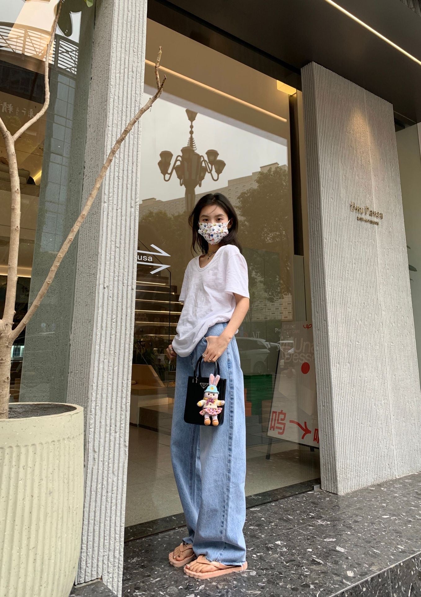 棉麻大圆领廓形短袖Effortless Oversized Slub Tee