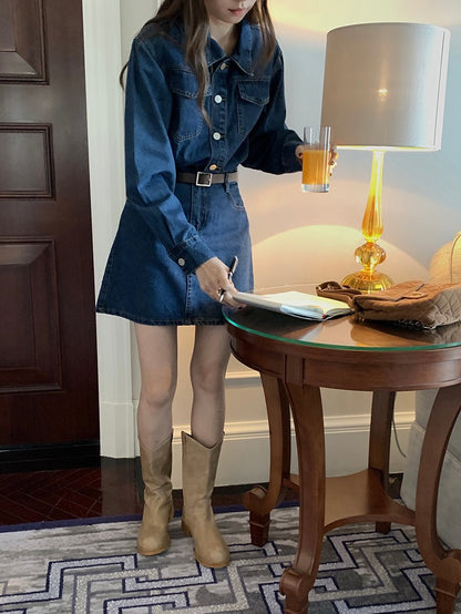 港式复古牛仔裙Vintage Denim Mini Dress