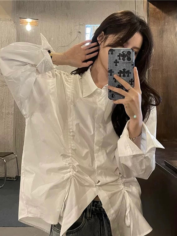 50%OFF_【少女心事】白色褶皱衬衫White Crinkled Shirt