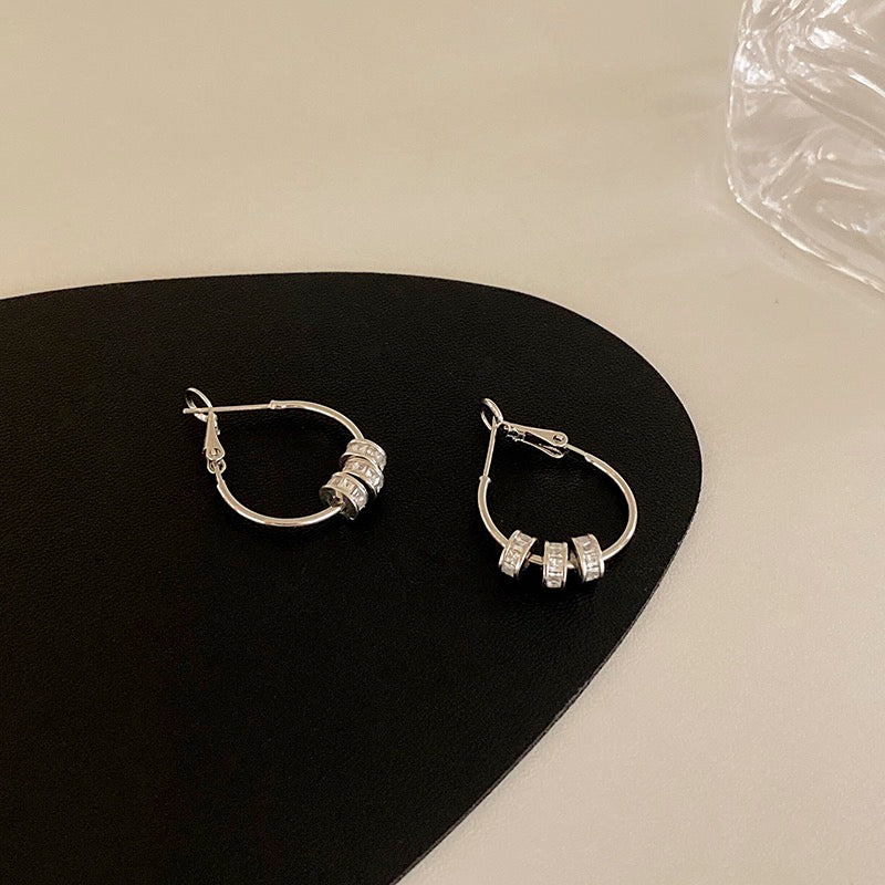 Hoop Earrings with Diamond Pendants