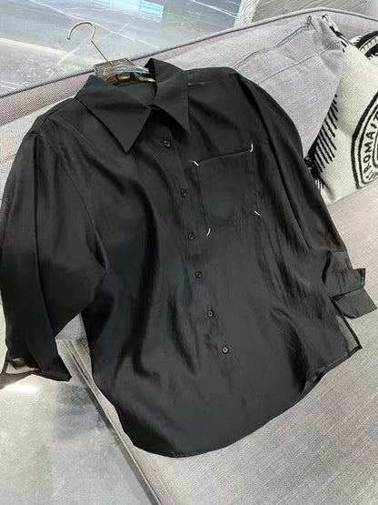 40%OFF_马吉拉微透薄款衬衫Black Button Shirt