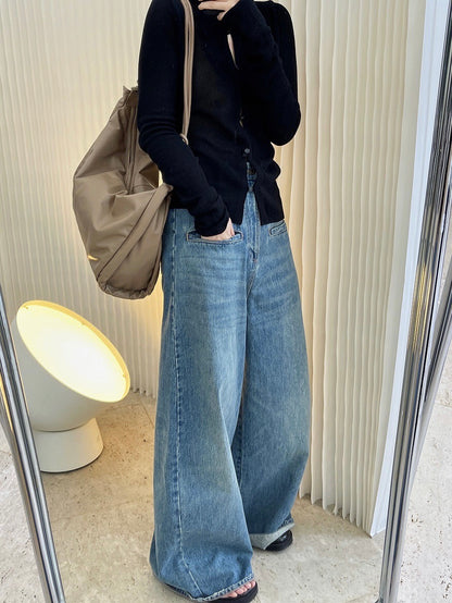 40%OFF_【巴黎街头】高腰阔型牛仔裤High-Rise Wide Leg Jean