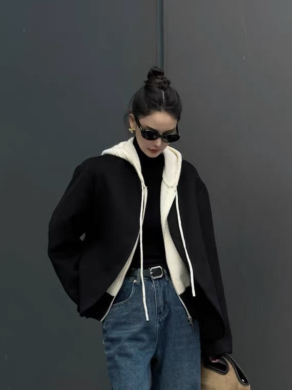 黑色短款羊毛外套Black Wool Coat