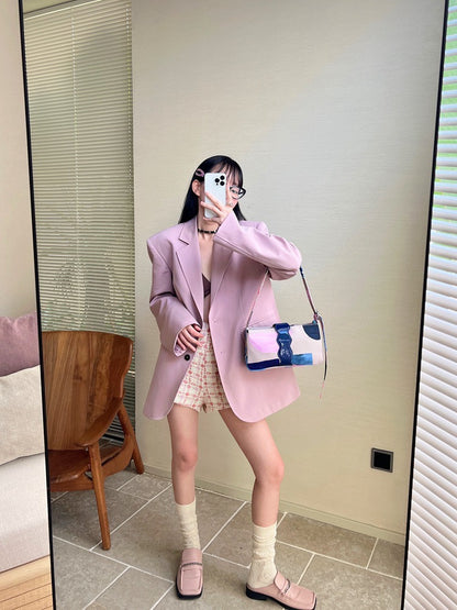 20%OFF_粉紫色廓形西服外套Pastel Pink Single-Breasted Blazer