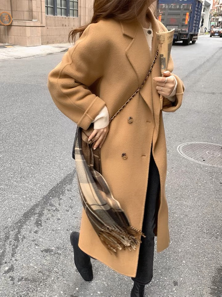 20%OFF_卡其羊毛呢大衣Khaki Wool Button Coat