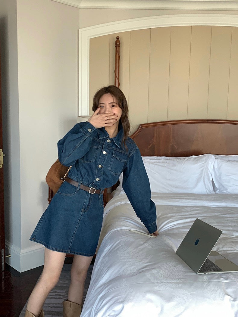 港式复古牛仔裙Vintage Denim Mini Dress