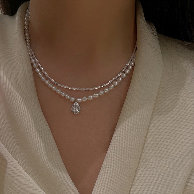 Multilayer Chain Pearl Necklace