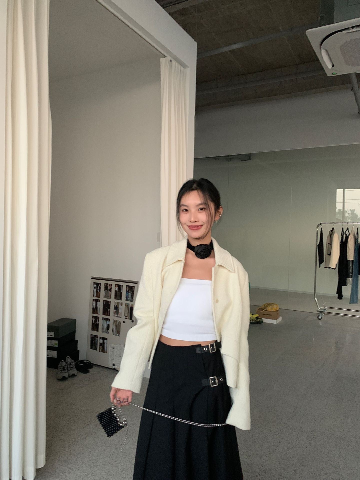 20%OFF_细肩带一字领口吊带Suspender Knit Crop Top