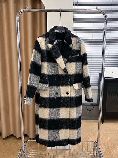 【芝士拿铁】复古格纹大衣Fur Plaid Coat