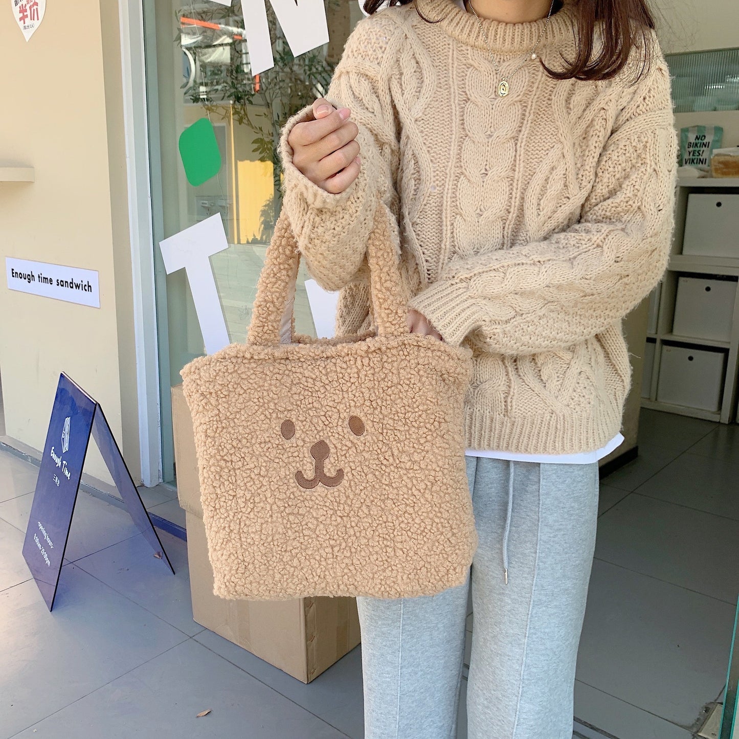 50%OFF_小熊托特包Fleece Tote Bag