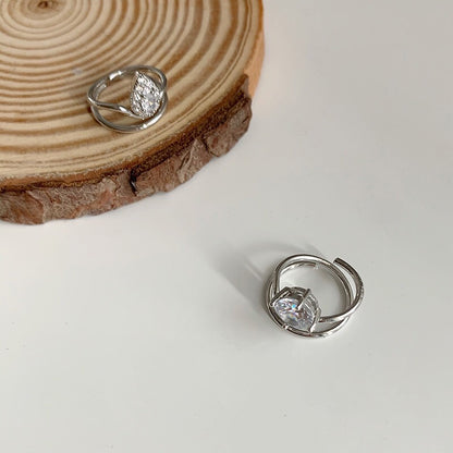 Silver Plated Nail Ring with Diamond