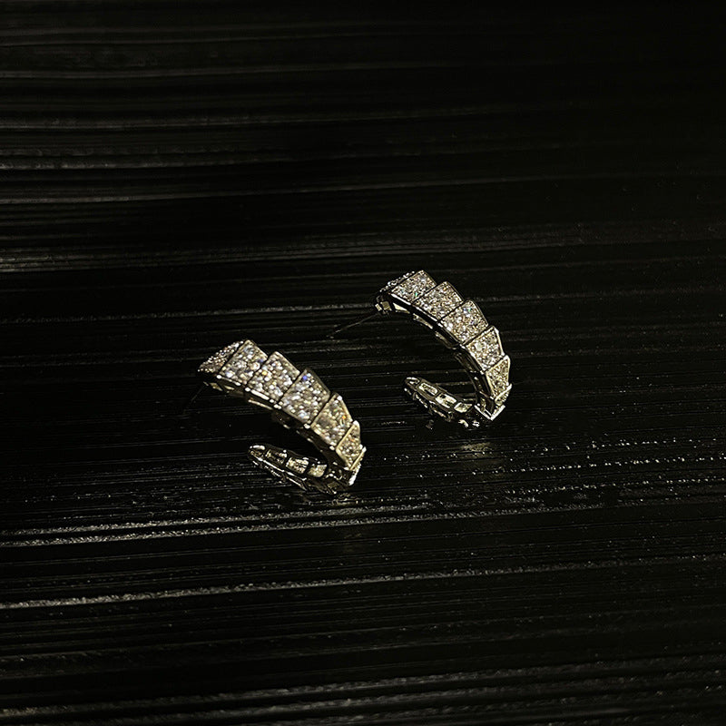 Diamond C Hoop Earrings