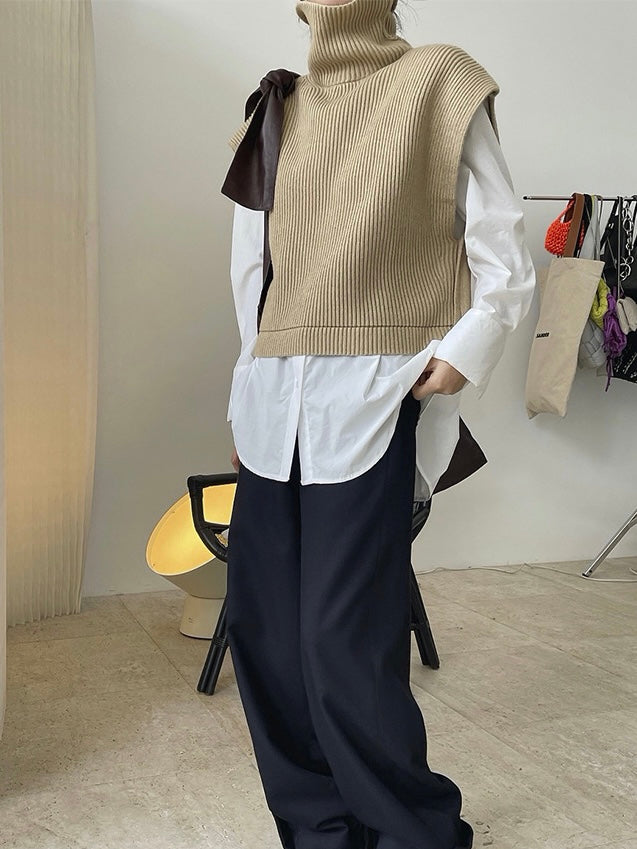 时髦精高领毛衣背心High Neck Knit Vest