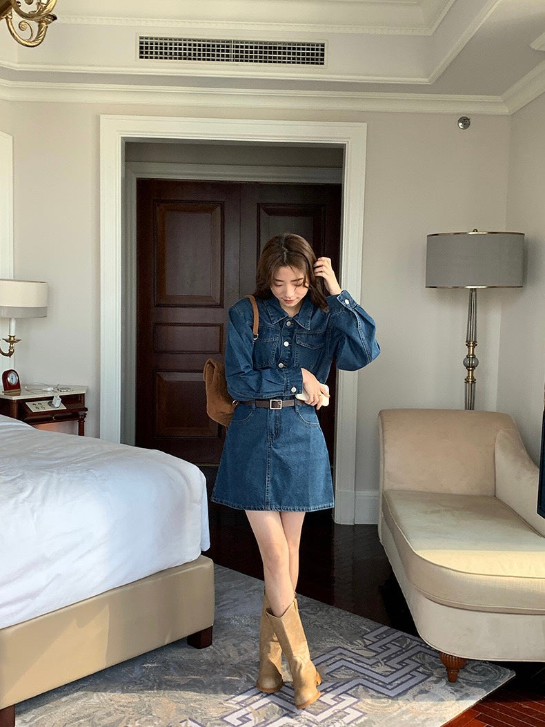 港式复古牛仔裙Vintage Denim Mini Dress