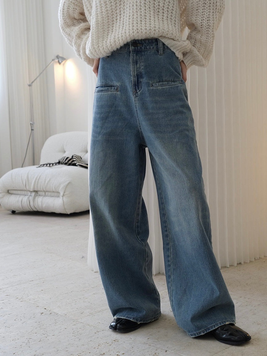 40%OFF_【巴黎街头】高腰阔型牛仔裤High-Rise Wide Leg Jean