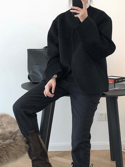 黑色短款羊毛外套Black Wool Coat