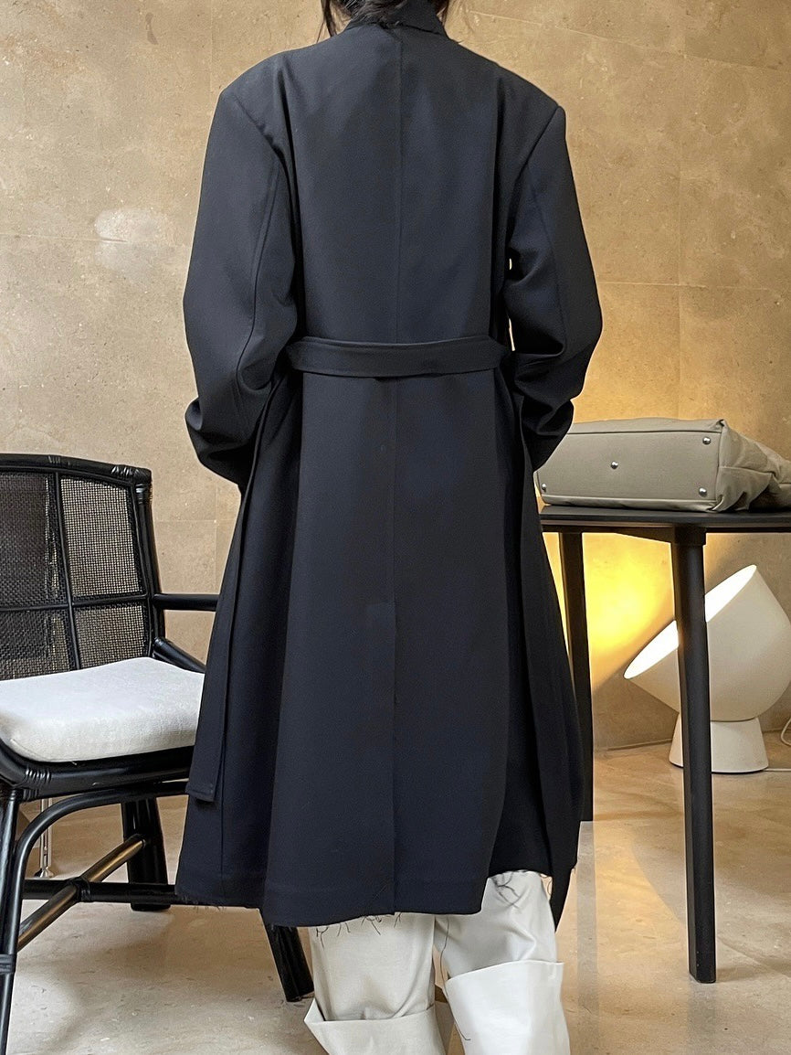 30%OFF_超飒长款系带风衣Black Maxi Coat