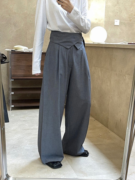 灰色高腰绑带西装裤Lava Grey High-Rise Trouser