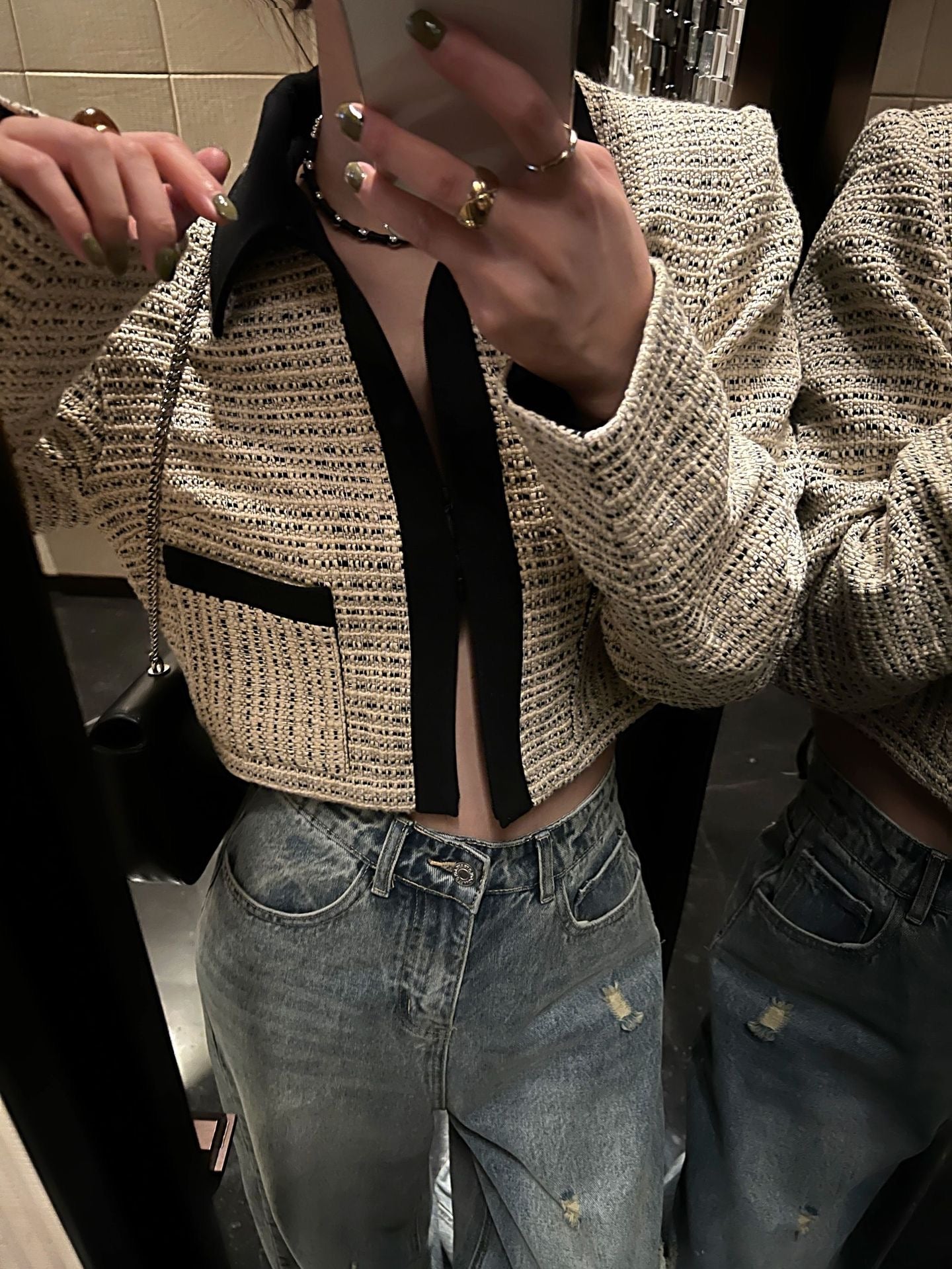 小香短款外套Textured Crop Jacket