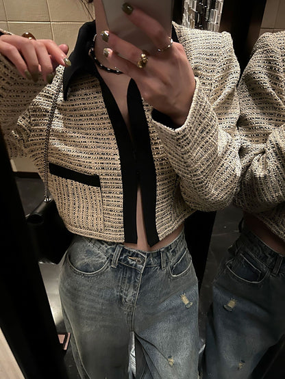小香短款外套Textured Crop Jacket