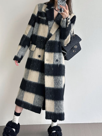 【芝士拿铁】复古格纹大衣Fur Plaid Coat