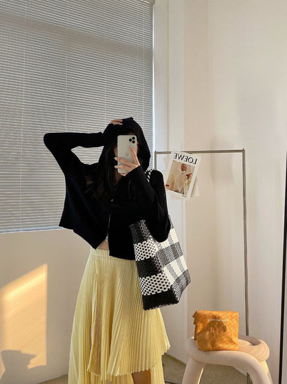 20%OFF_小鸡黄不规则半裙Light Goldenrod Pleated Skirt